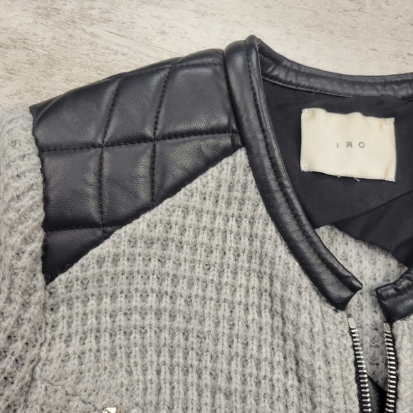 IRO Ceylona Waffle Knit Leather Trim Jacket - Picture 6 of 9